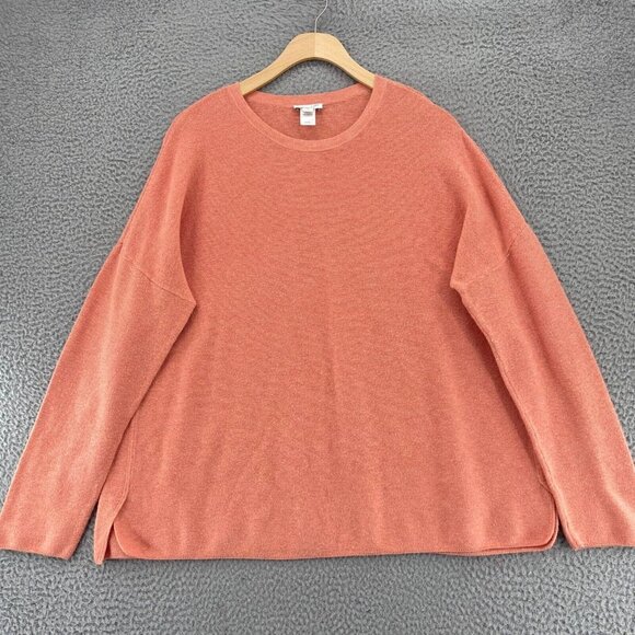 J Jill Sweater Womens Large Peach Stretch Knit Pullover Casual Slouchy Cotton - Picture 1 of 10